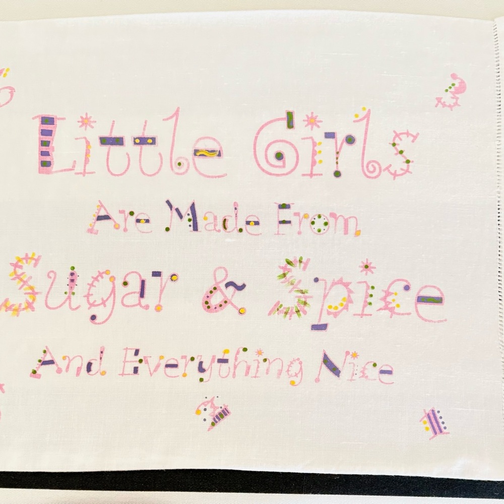 Decorative Pillow Case “Little Girls Are Made of Sugar and Spice”  15.5 x 11.5